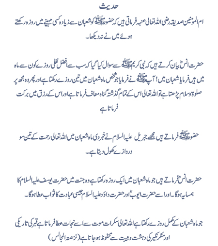 15th shaban imortance in urdu by hadees 2013