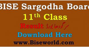 Sargodha Board 11th Class Result 2022