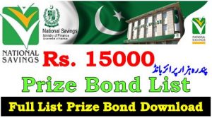 Prize Bond List 15000 Bond Result 2022