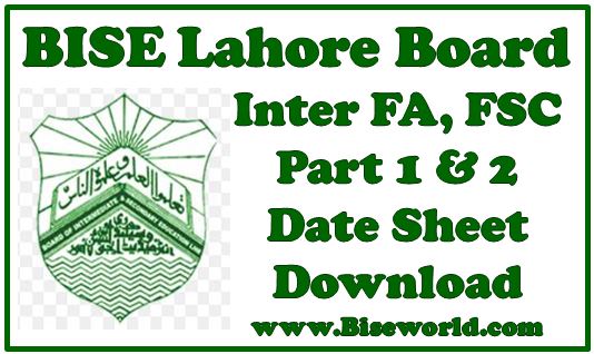 Online Lahore Board Fa Date Sheet 2018