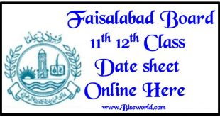 Online Faisalabad Board Inter Date Sheet 2022