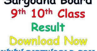 BISE Sargodha Board 9th 10th Class Result 2023