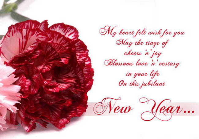 Latest Beautiful New Year 2016 Red Flower Cards