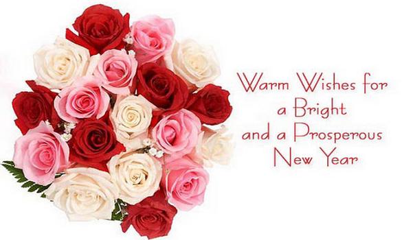 Flowers New Year 2016 Card Quotes for Girlfriend