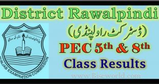 PEC Rawalpindi 5th 8th Class Result 2023 Check Today