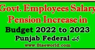 Budget 2022 to 2023 Govt. Employees Salary Pension