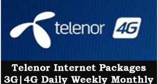Latest Telenor Internet Packages 3G|4G Daily Weekly Monthly