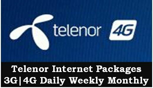 Latest Telenor Internet Packages 3G|4G Daily Weekly Monthly