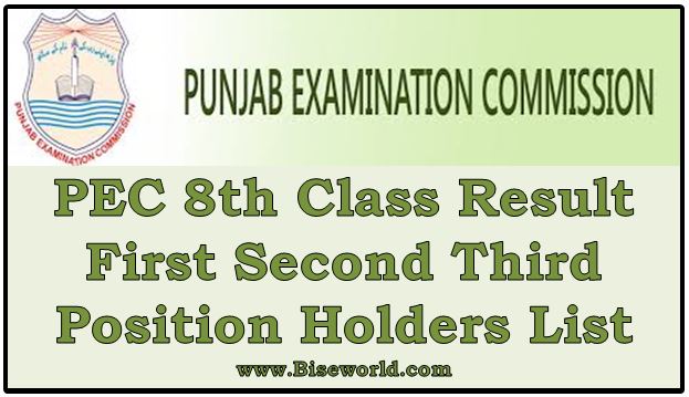 Position Holders List PEC 8th Class Result 2020