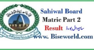 Sahiwal 10th Class Result 2022 SSC Matric Part 2