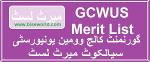 GC Women University Merit List 2022 Sialkot