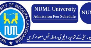 NUML Admission Fee Schedule 2023 Islamabad, All Campus Online Apply