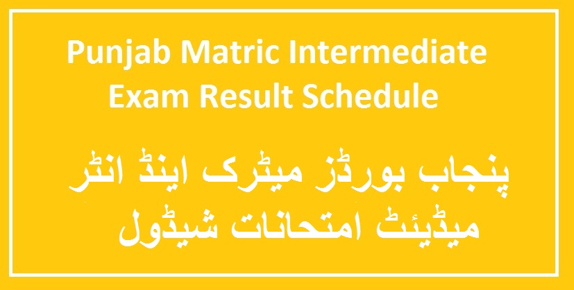 Punjab Matric Intermediate Exam Result Schedule 2022