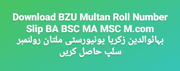 BZU Multan Roll Number Slip 2022 BA BSC