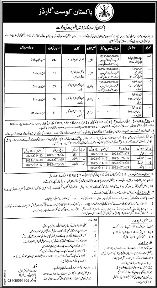 Pakistan Coast Guard Jobs 2022 How to Apply Online Application Forms