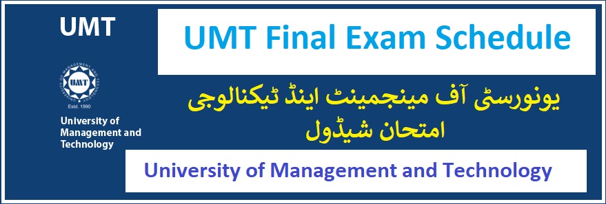 UMT Final Exam Schedule Datesheet Calendar