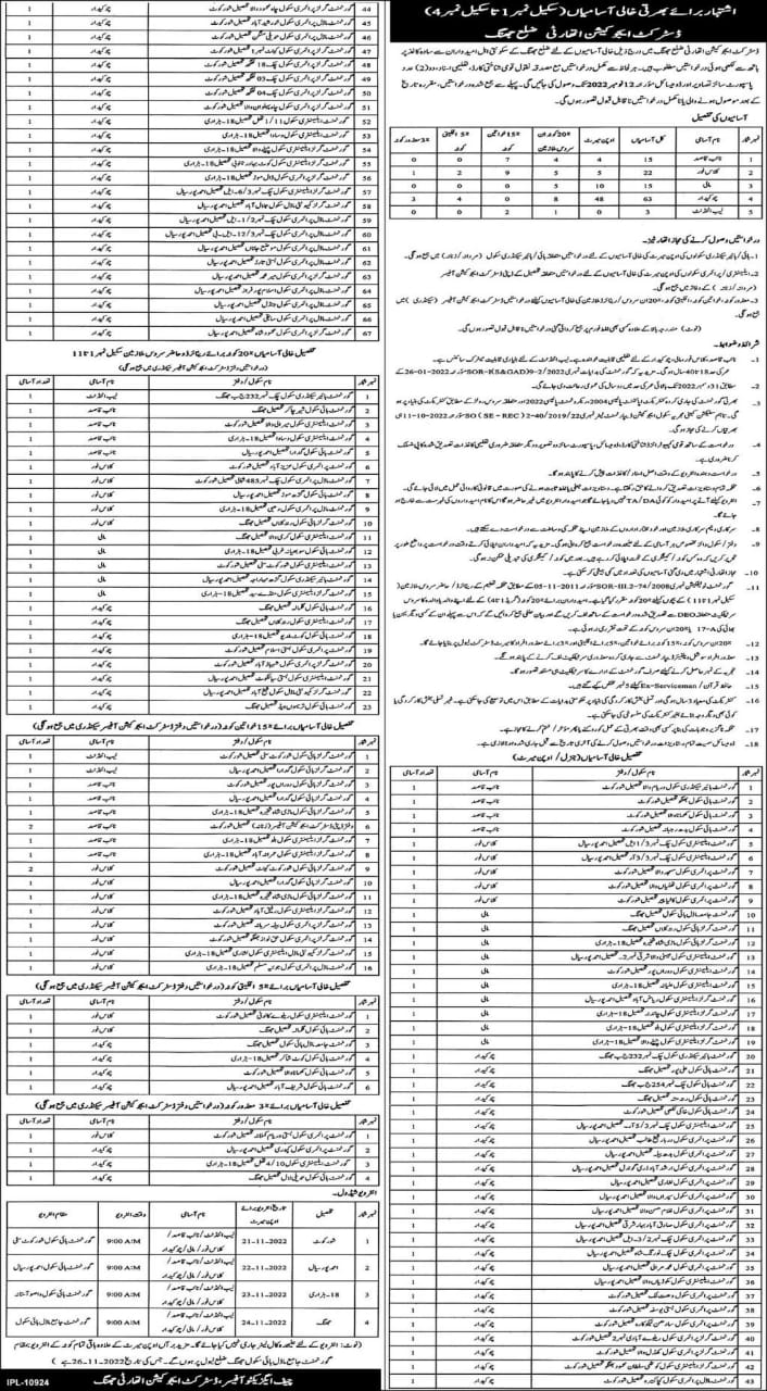 CEO District Education Authority Jhung Jobs 2022 Advertisement