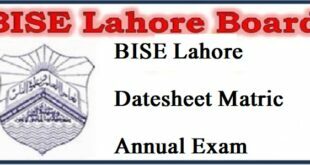 Bise Lahore 10th Datesheet 2022 Science/Arts Group