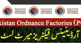 POF Job Merit List 2023 Pakistan Ordnance Factories