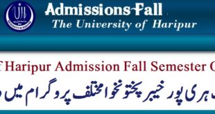 University of Haripur Admission 2023 Online Apply BS MS MPhil PHD
