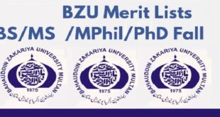 BZU Merit List 2023 MS Mphil Phd Program New Admission Registration Starts