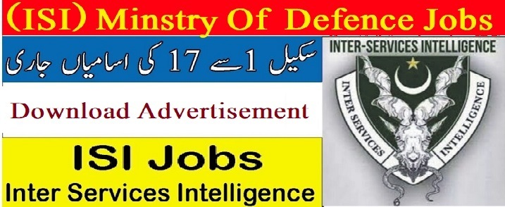 ISI Ministry of Defence Jobs Advertisement 2022 Online Apply