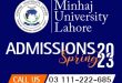 Minhaj University Lahore Admission 2023 Spring Online Apply