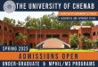 The University of Chenab Admission 2023 Online Apply Under Graduate, MS, MPHil
