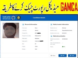 Check Online GAMCA Medical Report Pakistan Check Status by Passport Number