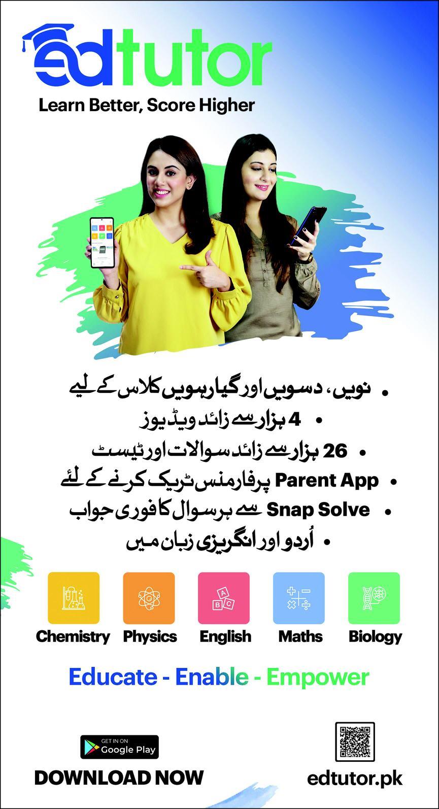 Ed Tutor App Education Learning solved questions for Matric and Intermediate Class