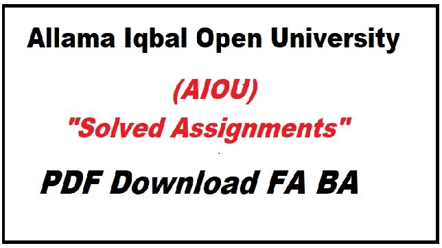 AIOU Solved Assignments Autumn / Spring Semester 2024