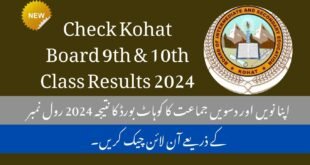 Check Kohat Board 9th 10th Class Results 2024 2nd Annual Exams Online Now
