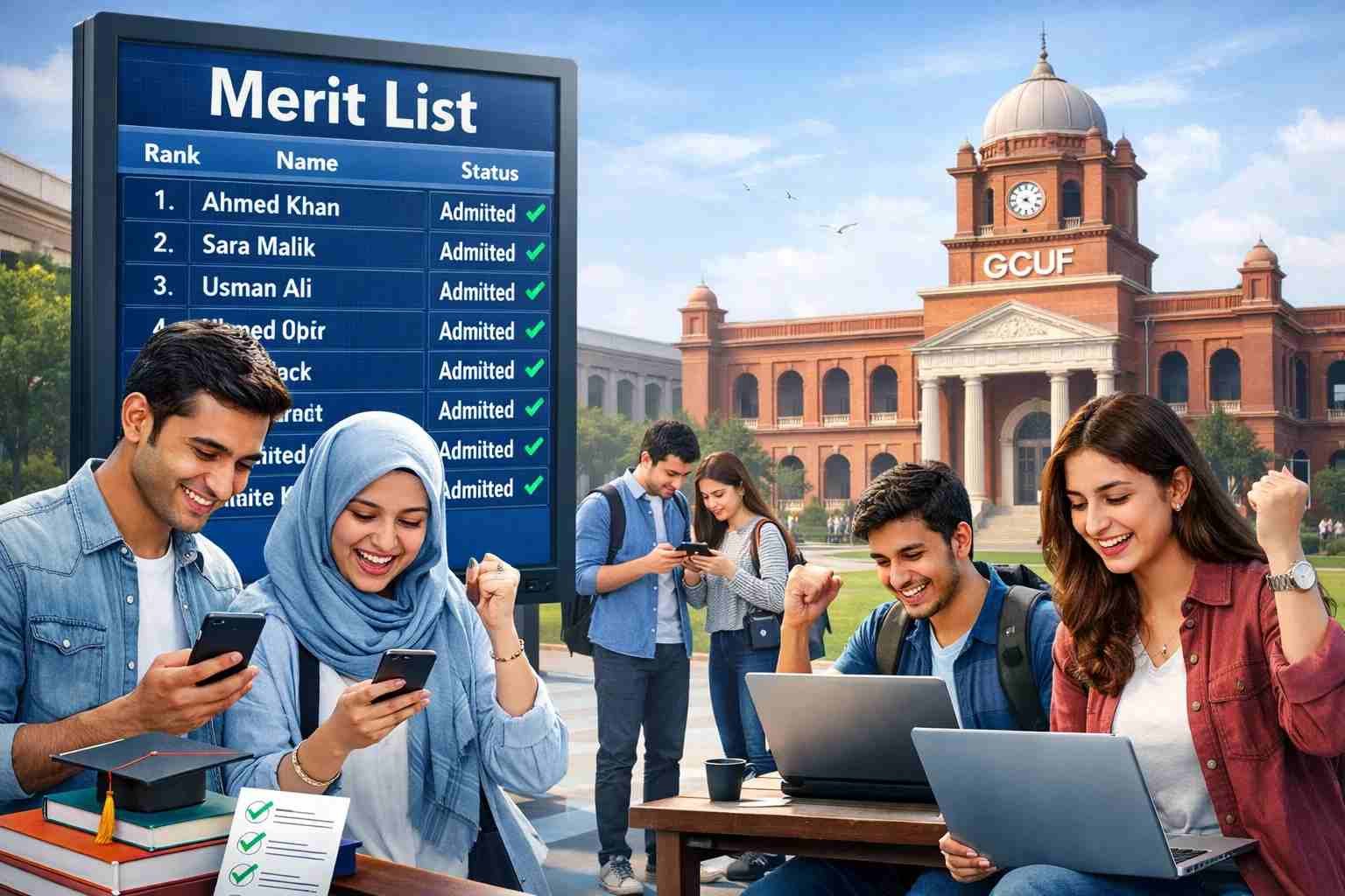 GCUF merit list admissions results
