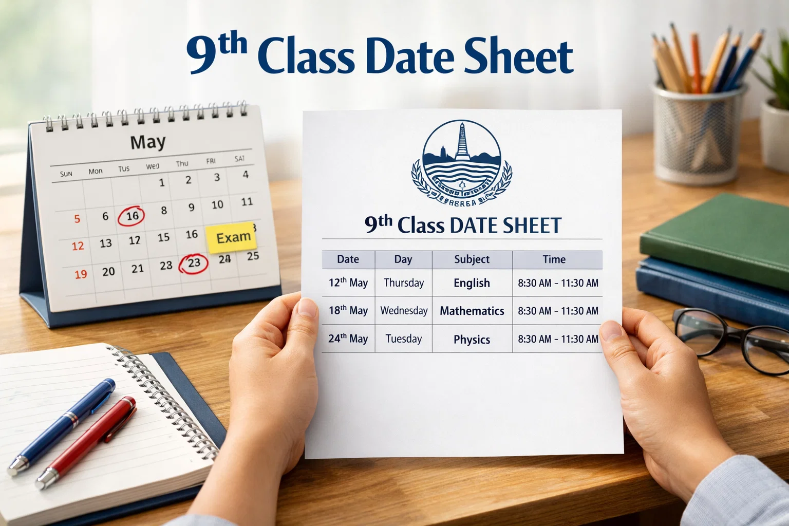 9th class date sheet Lahore Board exam dates