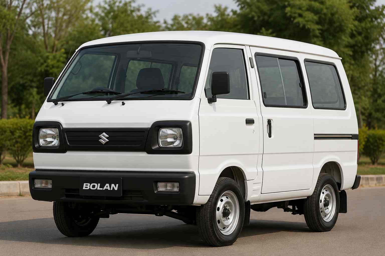 White Suzuki Bolan van parked outdoors in Pakistan