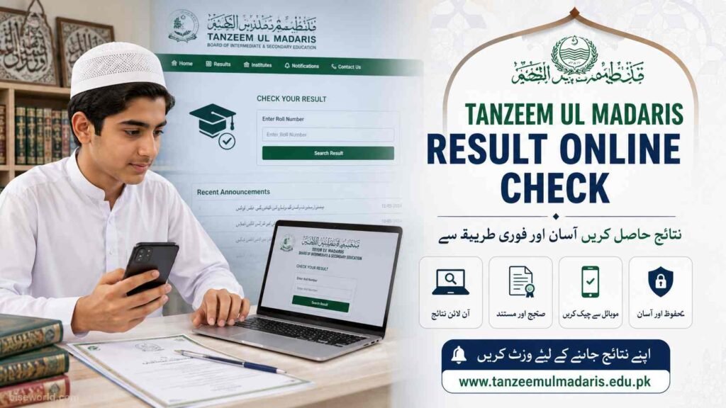 Student checking Tanzeem ul Madaris Result 2026 online