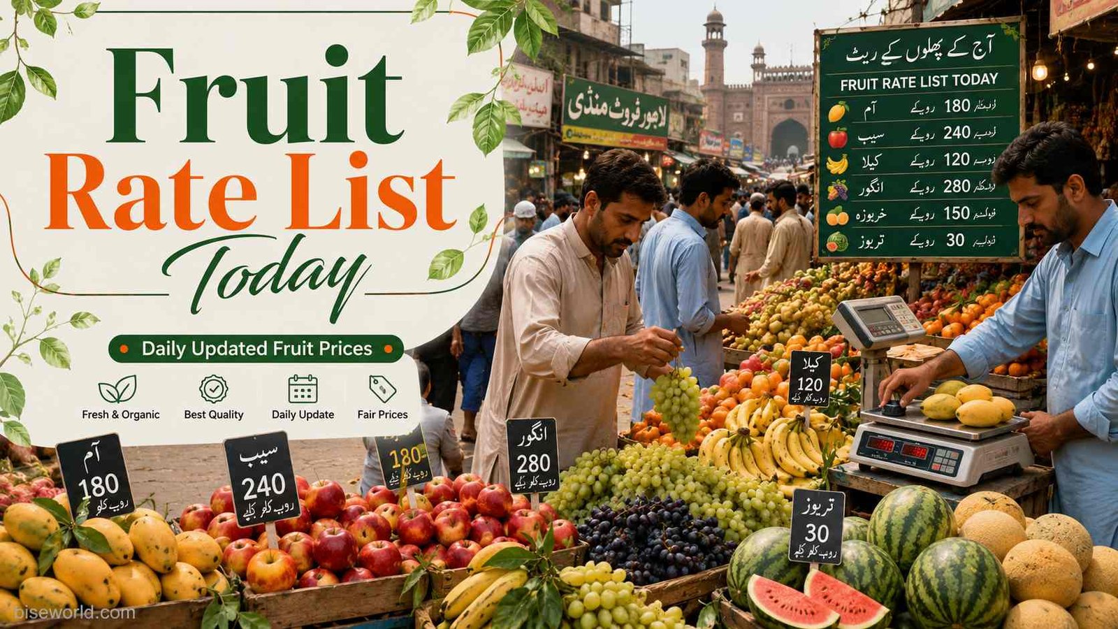 Fresh fruit market in Pakistan showing today fruit price rates