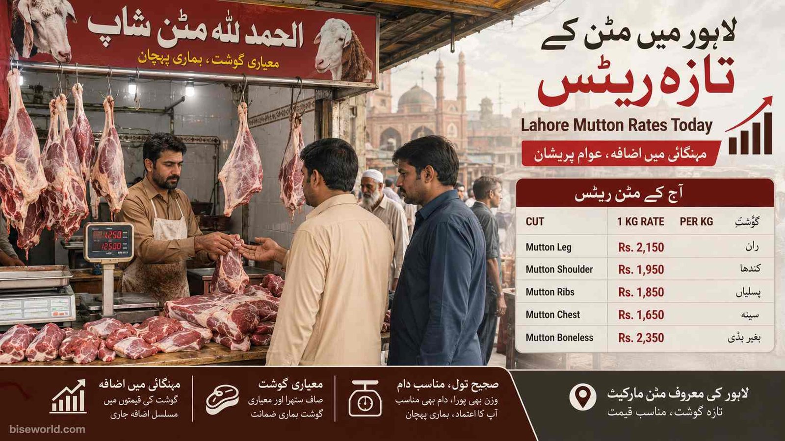 1 KG mutton price display in Lahore Pakistan market
