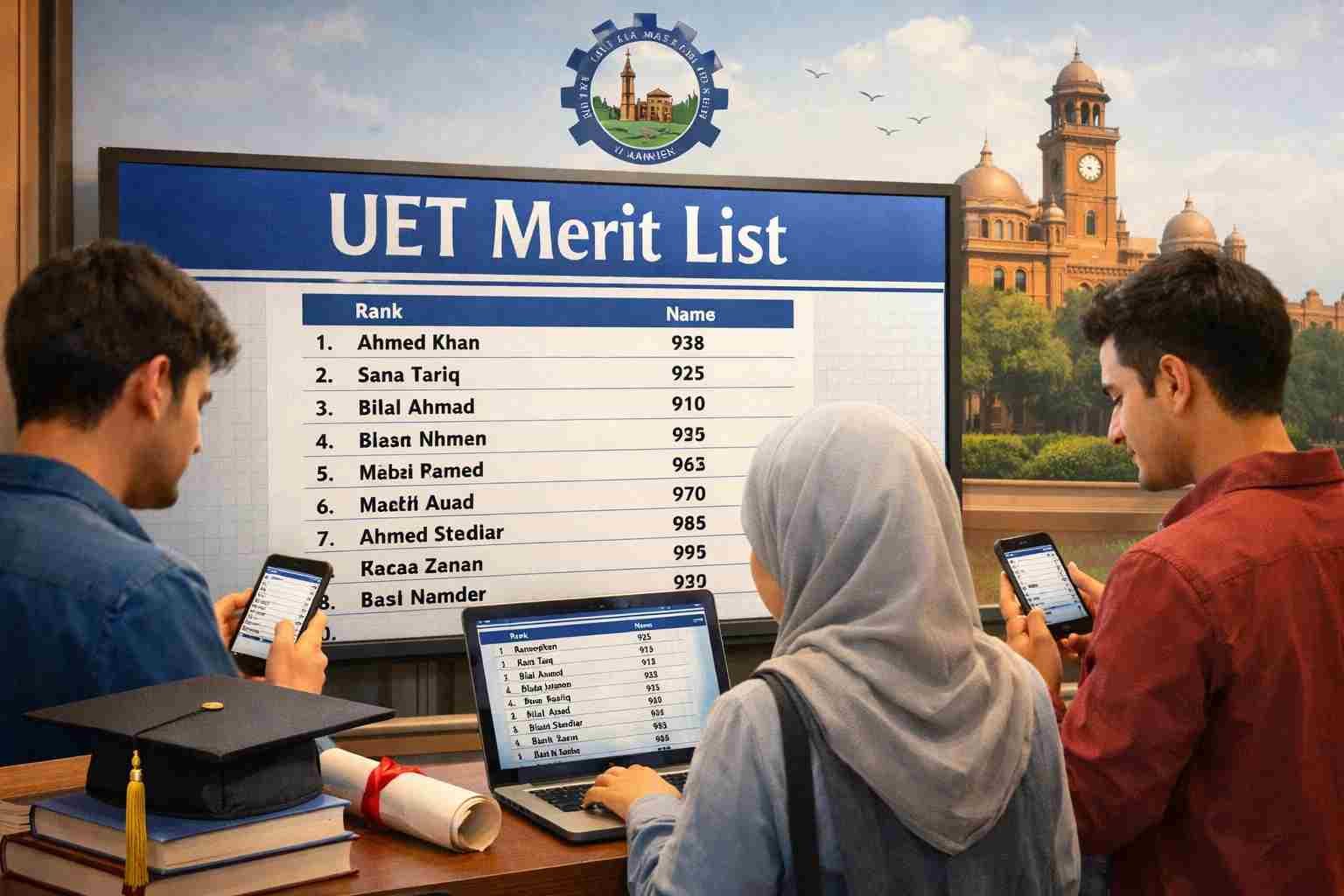UET merit list students checking results