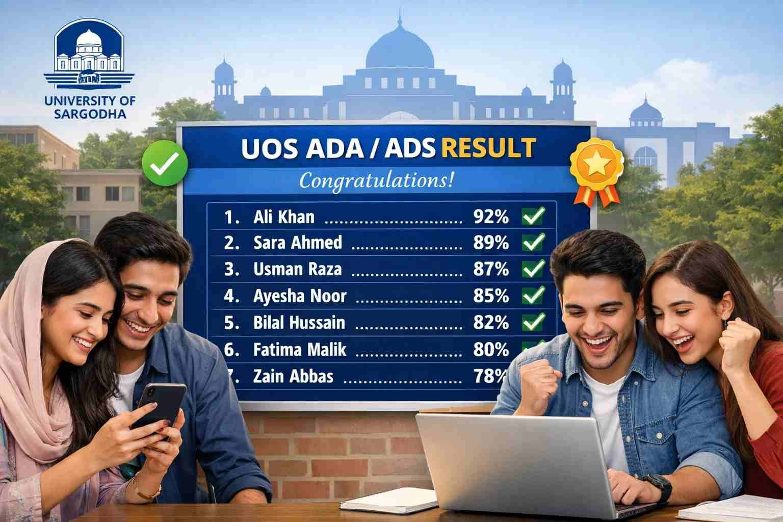 UOS ADA ADS result student checking scores